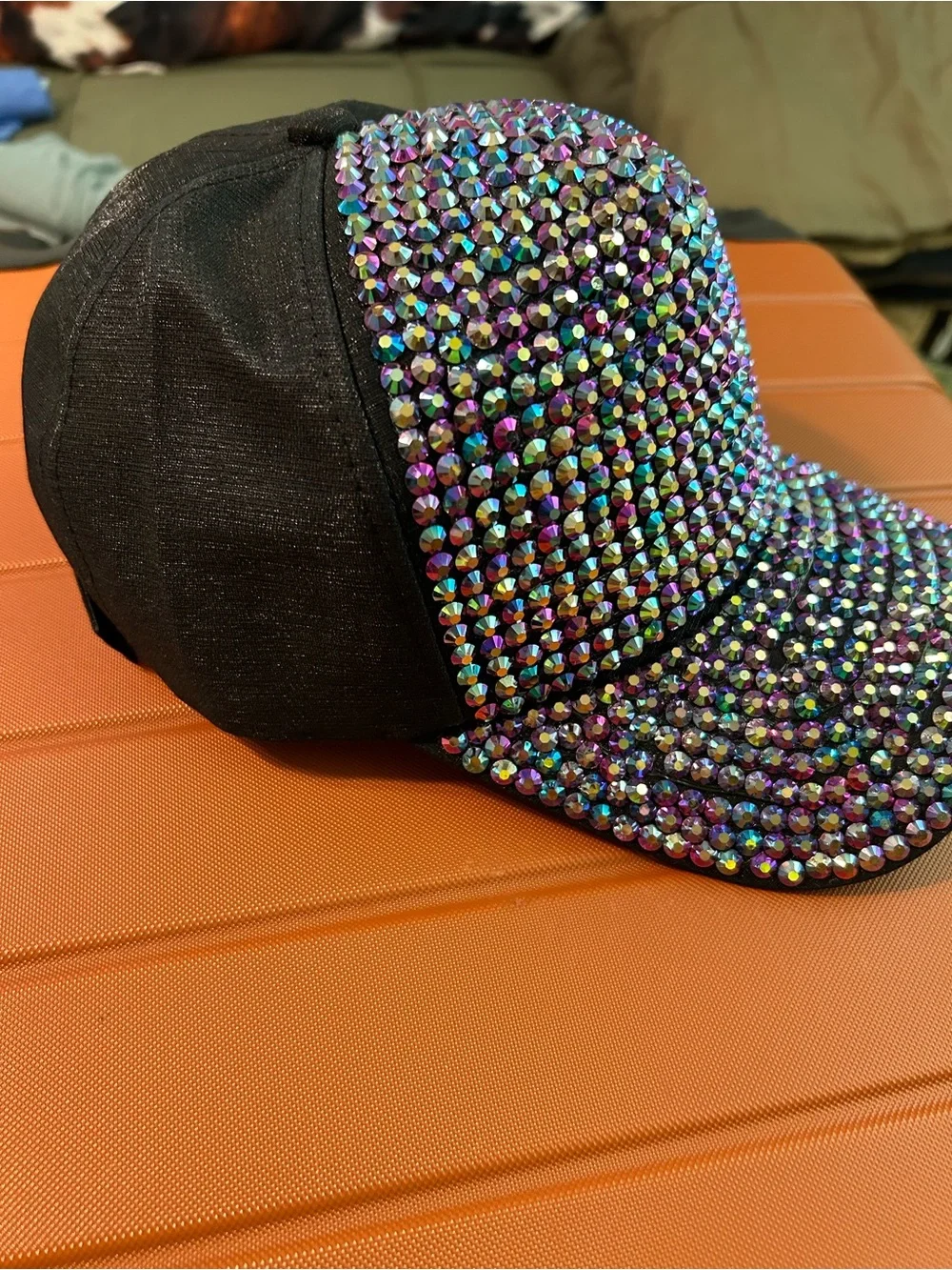 Iridescent Crystal Embellished Baseball Cap